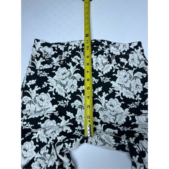 7 For All Mankind Bohemian Black & White Jacquard Pants Size 27 Lace Effect - Picture 15 of 16